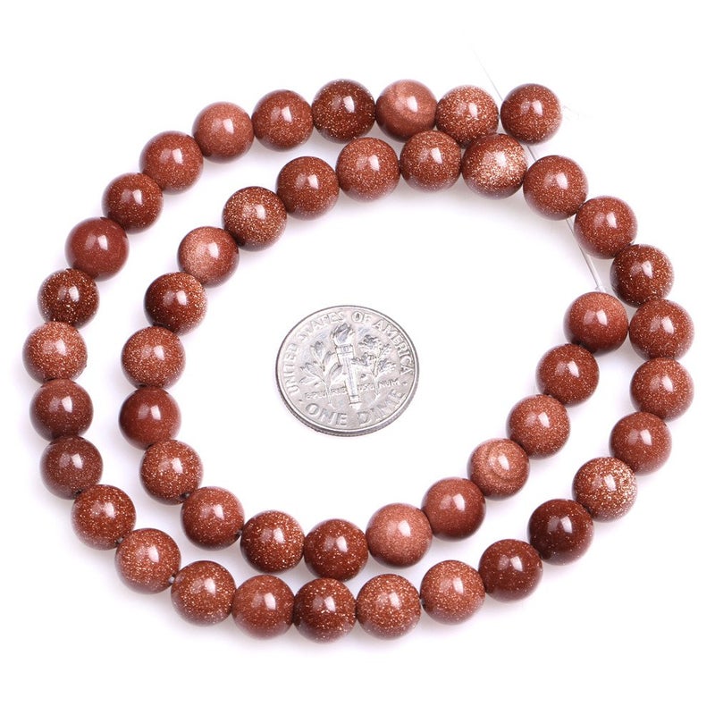 JOE FOREMAN Brown Gold Sandstone Beads for Jewelry Making Gemstone Semi Precious 8mm Round 15" JOE FOREMAN - Image 2